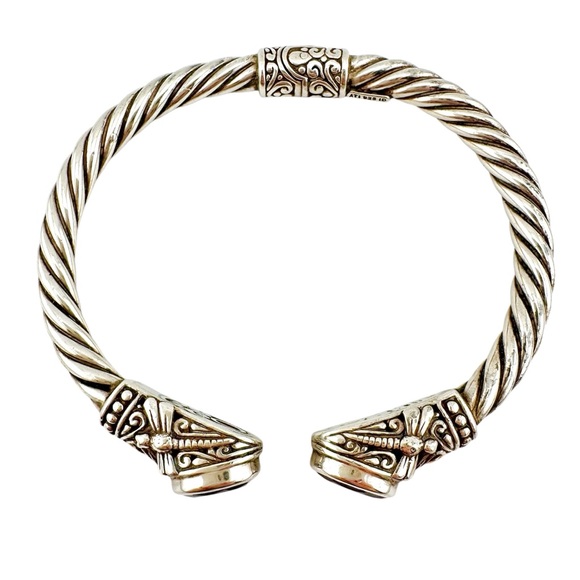 18k Gold Accent 925 Silver Amethyst Cuff Bracelet "Dragonfly Den in Purple" - Picture 3 of 11